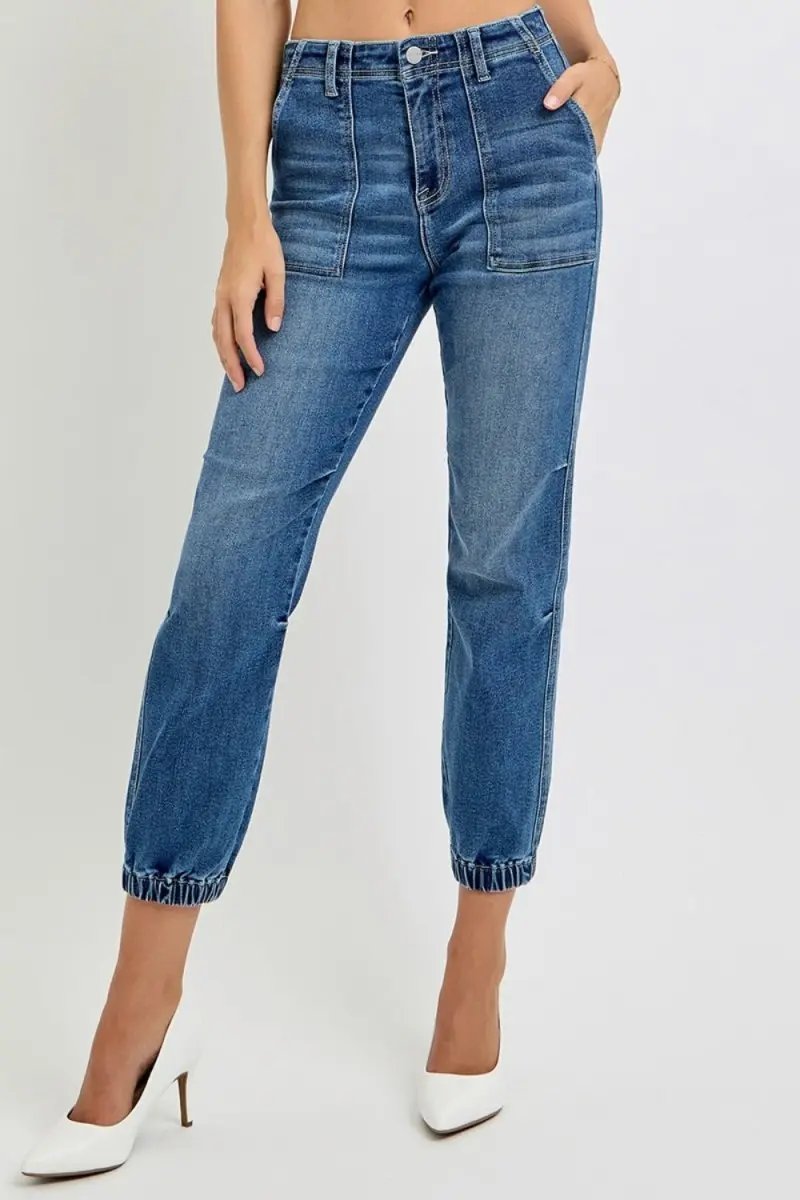 RISEN Full Size High Rise Ankle Jogger Jeans for Women - Love Salve